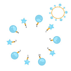 Educational game for kids. Dot to dot game for children. Cartoon illustration of bracelet.