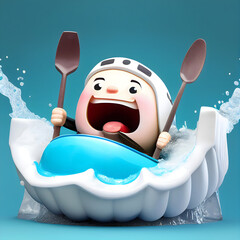 Credible_White_water_rafting_glacier_smiling_volumetric_lightin_