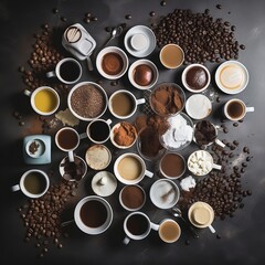 Obraz na płótnie Canvas Generative Ai: Knolling of Coffee