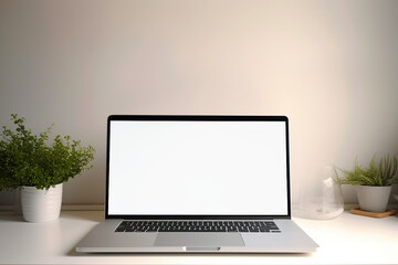 Fototapeta premium Blank White laptop screen for mockup