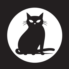 black cat sitting logo vector