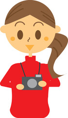 撮影のためにカメラを構えている女性イラスト・ブロガー・インスタグラマー