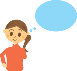 色々と考えている女性のイラスト・吹き出し・考える・コピースペース