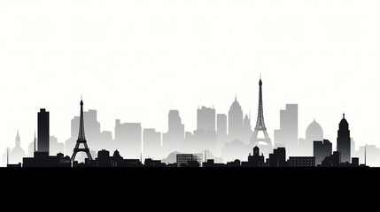 Fototapeta na wymiar silhouette of Paris isolated vector illustration on white background for logo, graphic design, advertising, and marketing. generative ai