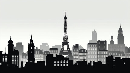 Obraz premium silhouette of Paris isolated vector illustration on white background for logo, graphic design, advertising, and marketing. generative ai