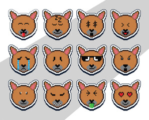 Fototapeta premium pixel art cat face emoji sticker. pixel sticker design