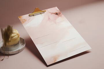 Mock up of a spa menu in a minimalist and elegant design. Spa concept
