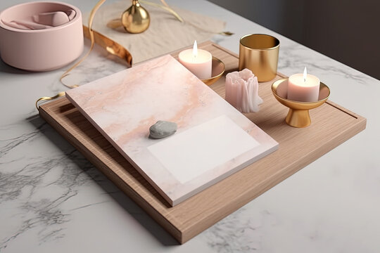 Mock up of a spa menu in a minimalist and elegant design. Spa concept