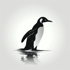 silhouette of penguin isolated vector illustration on white background for bird logo, graphic icon, and modern home décor. perfect for wildlife and safari-themed designs. generative ai