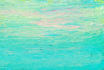 Fototapeta na wymiar Abstract aqua blue, green and pink brush stroke texture background. Acrylic painting design element. 