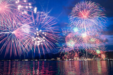 日本で一番大きな湖、びわ湖で行われる花火大会