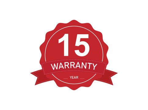 15 year warranty badges isolated on white background. 15 years Extended warranty.