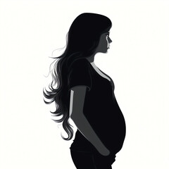 silhouette of pregnant female isolated vector illustration on white background for logo, graphic design, advertising, and marketing. generative ai