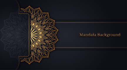 Black background with golden mandala ornament