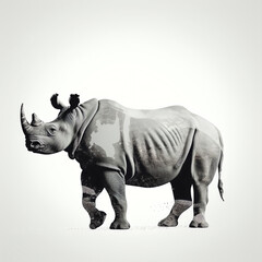 silhouette of rhino isolated vector illustration on white background for animal logo, graphic icon, and modern home décor. perfect for wildlife and safari-themed designs. generative ai