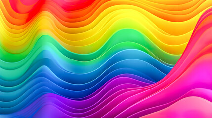 Obraz premium カラフルなレインボーウェーブの背景 Generative AI