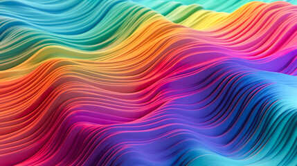 Obraz premium カラフルなレインボーウェーブの背景 Generative AI