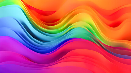 Obraz premium カラフルなレインボーウェーブの背景 Generative AI