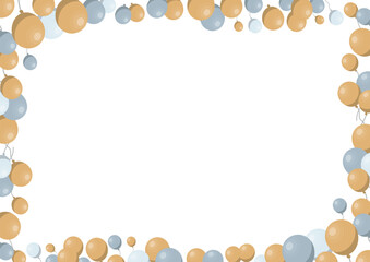 金銀色の風船のデザインフレーム　背景素材