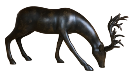 
Grazing deer statue isolated on a white background.