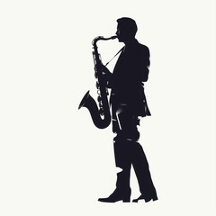 silhouette of saxophonist isolated vector illustration on white background for logo, graphic design, advertising, and marketing. generative ai