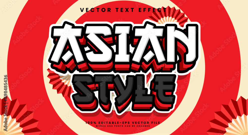 Poster Asian style editable text style effect. Vector text effect