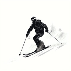 silhouette of skier skiing isolated vector illustration on white background for logo, graphic design, advertising, and marketing. generative ai