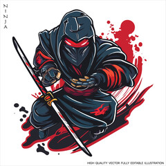 Ninja mascot logo vector template, Creative Ninja emblem design concepts. Fully editable Vector illustration.