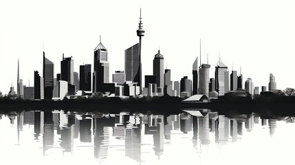 Naklejka premium city isolated vector illustration on white background for logo, graphic design, advertising, and marketing. generative ai