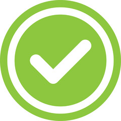 Tick signs. Green checkmark OK icon. Circle symbols YES button for vote, decision, web, logo, app, UI. illustration. © Nuy