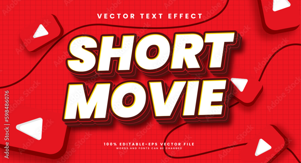 Poster short movie editable text style effect. vector text effect.