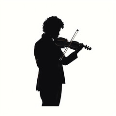 silhouette of violinist playing a violin - isolated vector illustration on white background for logo, graphic design, advertising, and marketing. generative ai