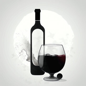 silhouette of wine bottle - isolated vector illustration on white background for logo, graphic design, advertising, and marketing. generative ai