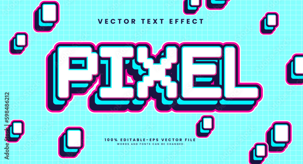 Poster pixel editable text style effect. vector text effect.