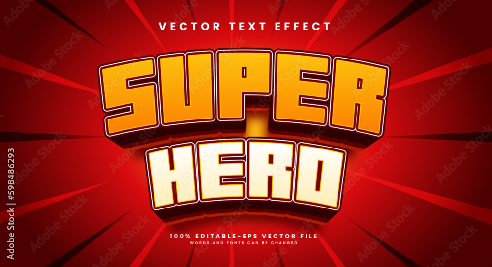 Poster super hero editable text style effect. vector text effect.