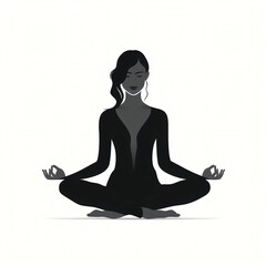 silhouette of girl doing meditation isolated vector illustration on white background for logo, graphic design, advertising, and marketing. generative ai