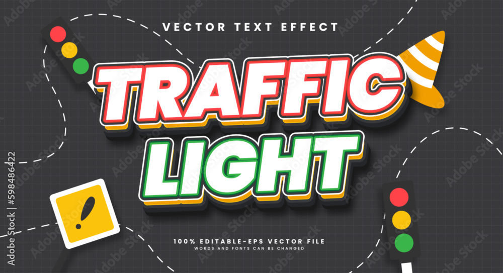 Poster traffic light editable text style effect. vector text effect.
