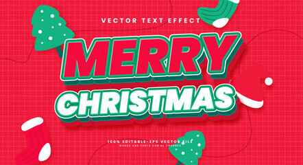 Merry christmas editable text style effect. Vector text effect.