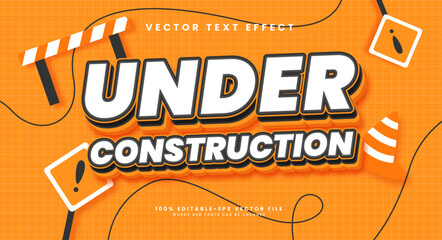 Under construction editable text style effect. Vector text effect.