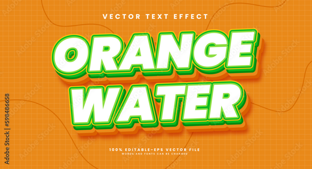 Poster orange water editable text style effect. vector text effect.
