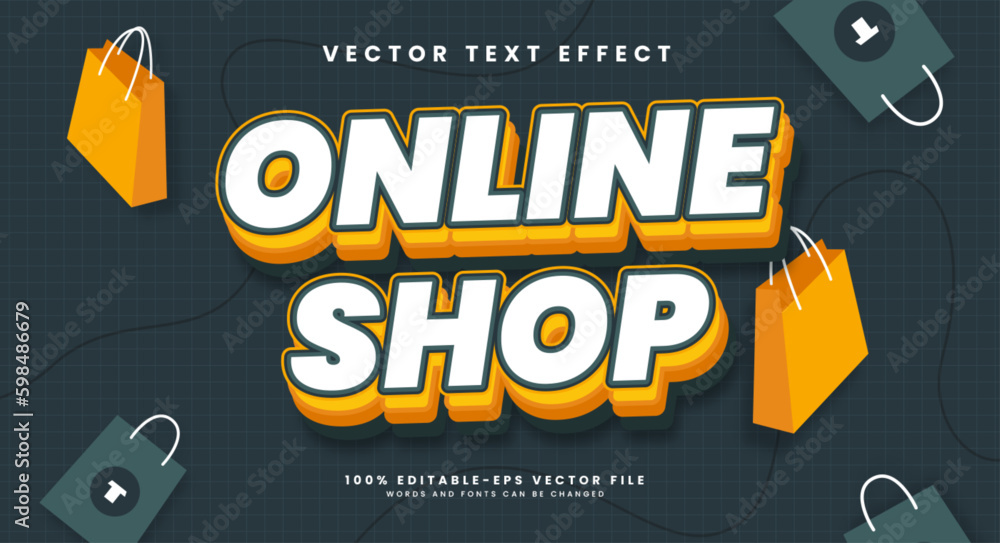 Poster online shop editable text style effect. vector text effect.