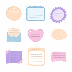 Set of notes stickers.  Office forms for planning. Decor  postcard. Place for records.
