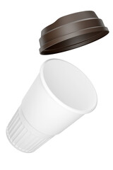 3D rendering , Paper Coffee Cups on transparent background, Coffee Cup Mockup.