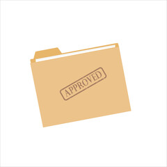  File folder with approved stamp with paper and notes concept design stock illustration