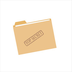 File folder with top secret stamp with paper and notes concept design stock illustration.