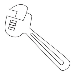 monkey wrench outline vector illustration