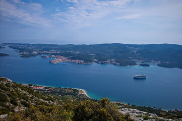 Scenic view of islands in Adriatic sea from the top of the hill