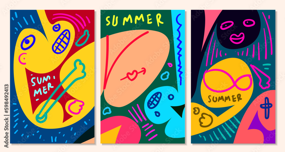Aufkleber vector colorful abstract pop art face and mask background for summer