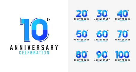 Set of anniversary logo with geometric shape for celebrate moment. Technology and digital concept celebration year vector template