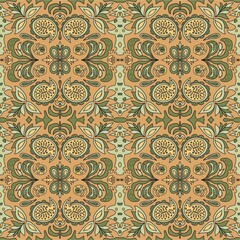 Seamless pattern based on an ornament with a Paisley bandana print, scarf around the neck, print on fabric